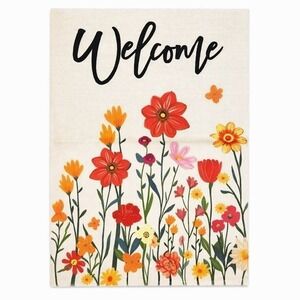 Welcome Floral Garden Flag 12x18 Inch Outdoor Decorative Yard House Banner